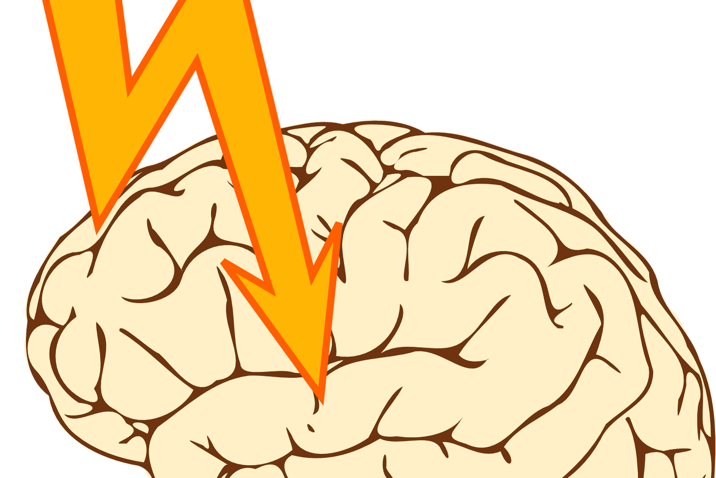 Brain showing energy symbol indicating epilepsy